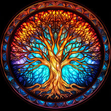 Lade das Bild in den Galerie-Viewer, Buntglas Tree-voller Round Diamond Painting-30x30cm
