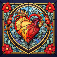 Lade das Bild in den Galerie-Viewer, Buntglas  Heart-Full Round Diamond Painting-30x30cm
