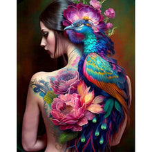 Lade das Bild in den Galerie-Viewer, Persönlichkeit Blumenmädchen Vogel zurück - Vollbild Diamond Painting
